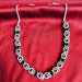 Emerald Stone Silver Plated Necklace, Earrings, and Forehead Pendant Set