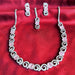 Silver Plated Jewelley Set of Rose Quartz & CZ with Necklace, Earrings, Mang Tikka
