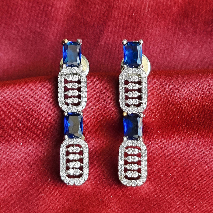 Blue Sapphire & CZ Silver Complete Jewellery Set with Necklace, Earrings, and Mang Tikka