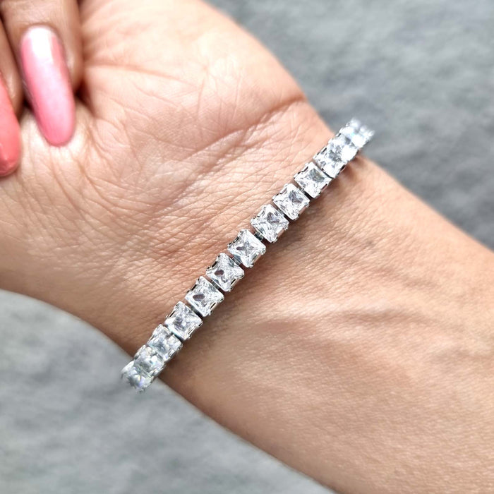 Silver Plated Bracelet with Sparkling Zircon Stones