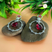 Designer Red Garnet and AD Stone Silver Plated Earrings