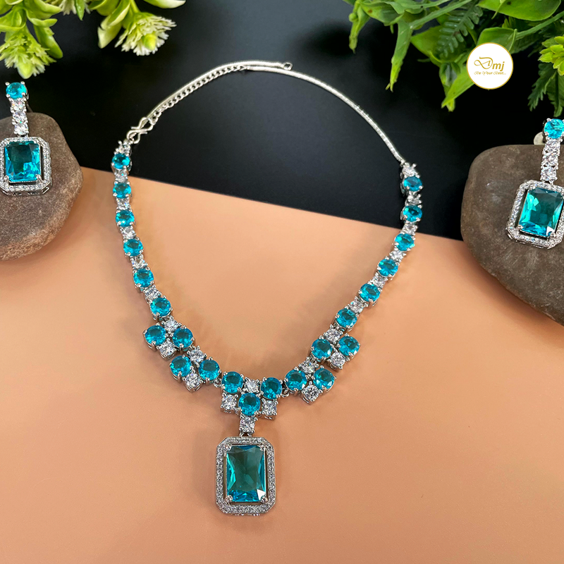 Blue Topaz Silver Plated Necklace and Earring Set Jewellery Set Online