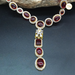 Crimson Tourmaline Stone Studded Silver Plated Jewelry Set with Necklace and Earrings