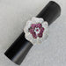 Rose Design Silver-Plated Adjustable Ring with Pink & Silver Stones