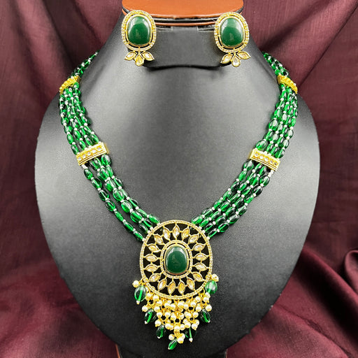 Beautiful Green Gold Plated Necklace and Earrings Set