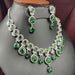 Buy Stylish Green Emerald & AD Stone Silver Plated Jewelry Set