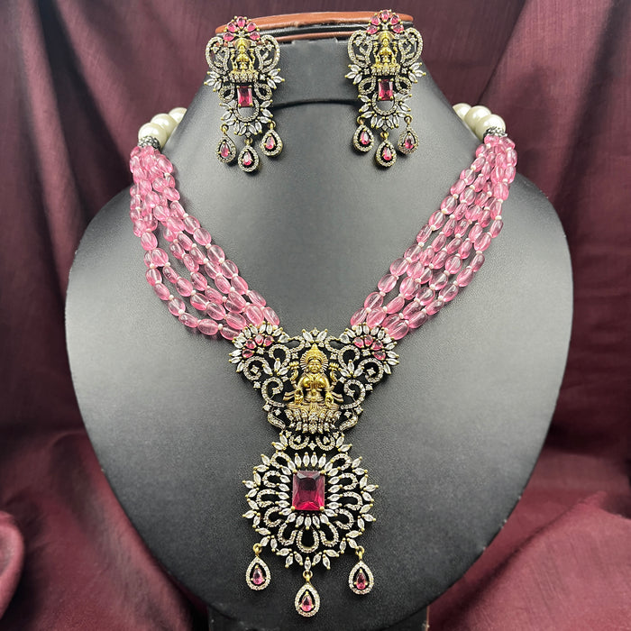 Beautiful Laxmi Ji Design Gold-Plated Necklace and Earrings Bridal Jewellery Set