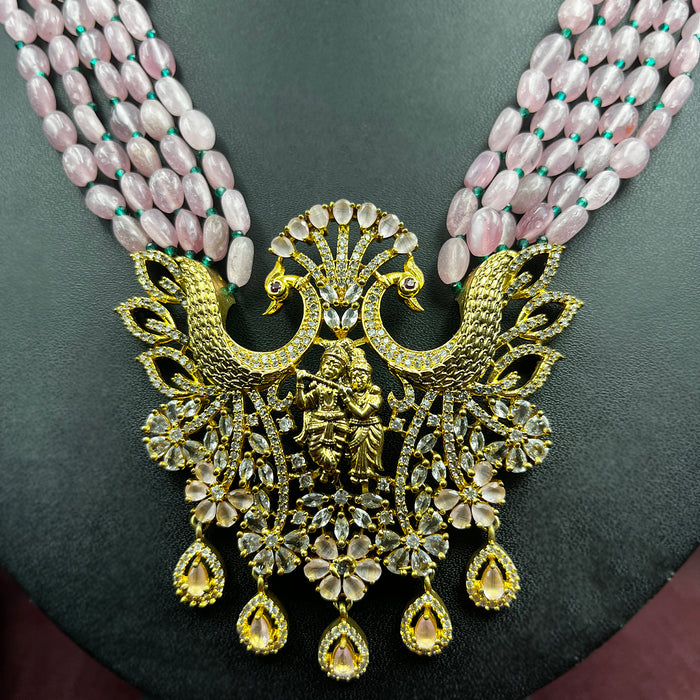 Gold-Plated Peacock & Radha Krishna Jewellery Set