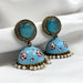 Beautiful Gold-Plated Jhumka Earrings with Turquoise Meenakari