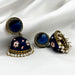 Beautiful Blue Meenakari Gold-Plated Jhumka Earring Set with Pearls