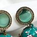 Gold-Plated Jhumka Earring Set with Sea Green Meenakari Work and Pearls