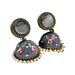 Gold-Plated Jhumka Earrings with Gray Meenakari Work and Pearls