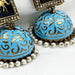 Gold-Plated Jhumka Earrings with Turquoise Blue Elephant Design