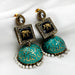 Gold-Plated Sea Green Meenakari Jhumka Earring Set For Women and Girls