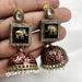 Beautiful Gold-Plated Red Meenakari Work Jhumka Earring Set with Pearls