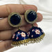 Beautiful Blue Meenakari Gold-Plated Jhumka Earring Set with Pearls