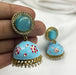 Beautiful Gold-Plated Jhumka Earrings with Turquoise Meenakari