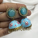 Beautiful Gold-Plated Jhumka Earrings with Turquoise Meenakari