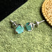 Beautiful Silver-Plated Aqua Chalcedony Stud Earrings