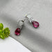 Beautiful Moonstone & Ruby studded Silver-Plated Drop Earrings