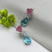 Beautiful Rose Quartz & Blue Topaz studded Silver-Plated Drop Earrings for Girls and Women