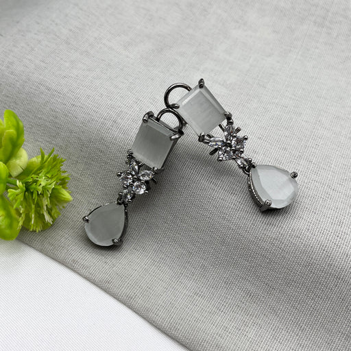 Stylish Silver Plated Earrings with Beautiful Moonstone