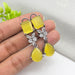 Beautiful Silver Earrings with Lemonstone & CZ Stones