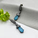 Black Silver-Plated Earrings with Blue Topaz & CZ Stones