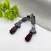 Stylish Black Silver-Plated Earrings with Red Garnet & CZ Stones