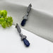 Beautiful Black Silver-Plated Earrings with Sapphire & CZ Stones