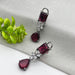 Beautiful Garnet & CZ Stones studded Silver Plated Women's Earrings