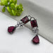 Beautiful Garnet & CZ Stones studded Silver Plated Women's Earrings