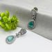 Elegant Aqua Chalcedony and CZ Silver-Plated Drop Dangle Earrings