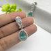 Elegant Aqua Chalcedony and CZ Silver-Plated Drop Dangle Earrings