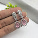 Beautiful Rose Quartz and CZ Silver-Plated Drop Earrings 