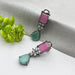 Silver-Plated Drop Earrings studded with Rose Quartz, Aqua Chalcedony, and CZ stones