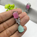 Silver-Plated Drop Earrings studded with Rose Quartz, Aqua Chalcedony, and CZ stones