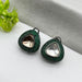 Black Silver Stud Earrings with Emerald & CZ Stones for Women and Girls