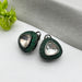 Black Silver Stud Earrings with Emerald & CZ Stones for Women and Girls