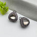 Stylish Black Silver Stud Earrings with Rose Quartz and CZ Stones