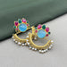 Gold-Plated Meenakari Earrings with Multicolored Stones and Pearls