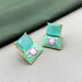 Gold-Plated Aqua Chalcedony Earrings with Meenakari Work