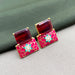 Buy Gold-Plated Floral Enamel Stud Brass Earrings with Garnet & Meenakari Work