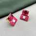 Buy Gold-Plated Floral Enamel Stud Brass Earrings with Garnet & Meenakari Work