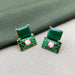 Buy Gold-Plated Floral Green Stud Earrings with Emerald & Meenakari Work