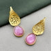 Designer Gold-Plated Brass Rose Quartz Drop and Dangle Earrings