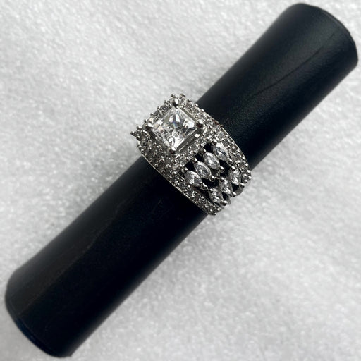 Gorgeous Cute AD Zircon & CZ Stones Silver Plated Ring