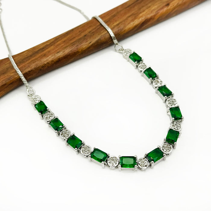 Women's Emerald Stone Jewelry Set – Necklace, Earrings, Bracelet, and Ring