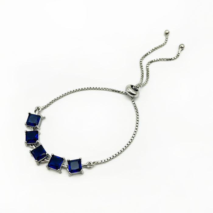 Charming Blue Sapphire Gemstone Slider Bracelet