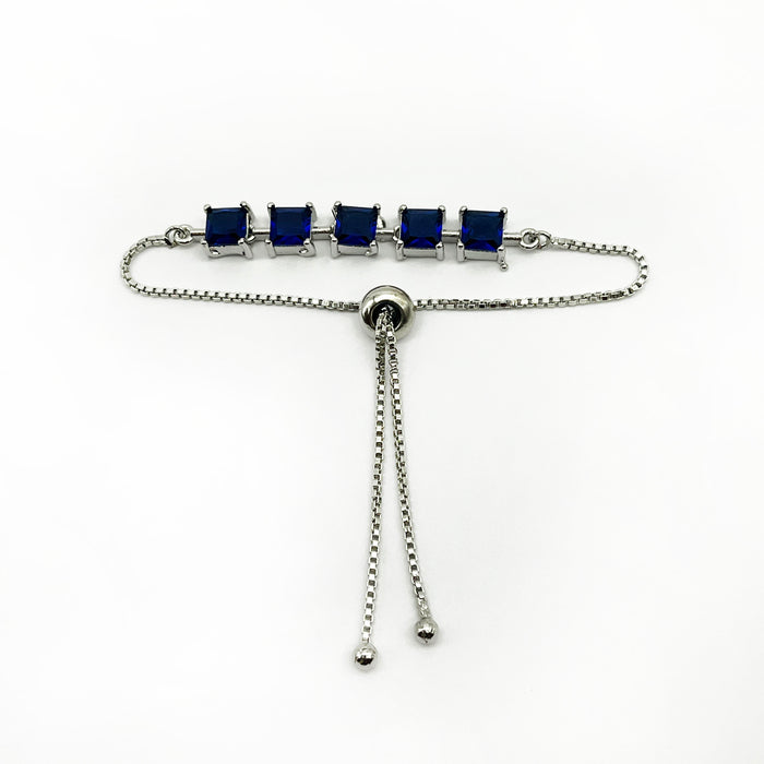 Charming Blue Sapphire Gemstone Slider Bracelet